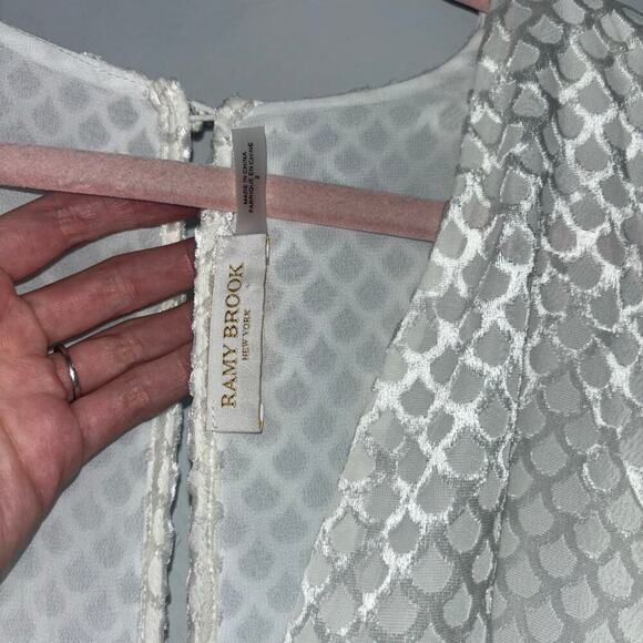 Ramy Brook Allona Dress Size 2 NWT Ivory Textured Long Sleeve Mini Bridal Dress - Picture 6 of 14